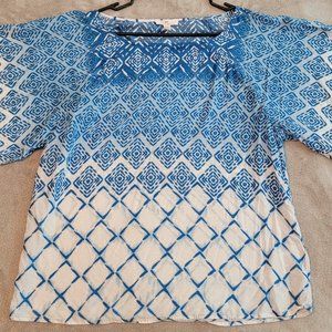 BLL New York. Blue and White top